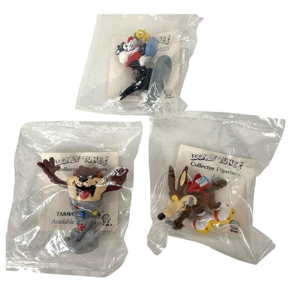 1990 Looney Tunes Figures Characters Shell PVC Sylvester Tweety Taz Wile Coyote - Picture 1 of 7